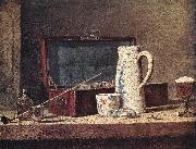 jean-Baptiste-Simeon Chardin Still-Life with Pipe an Jug painting